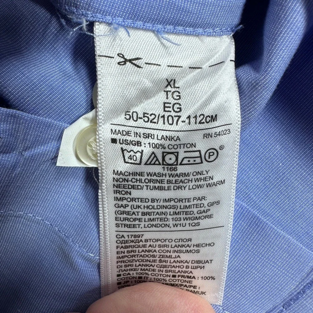 Banana Republic Button Down Mens XL Blue Luxe Stretch Poplin Grant Slim Fit